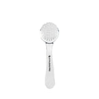 Durable nail cleaning brush with synthetic bristles, curved handle, protective cap, and compact design for easy use and transport.
