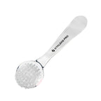 Durable nail cleaning brush with synthetic bristles, curved handle, protective cap, and compact design for easy use and transport.