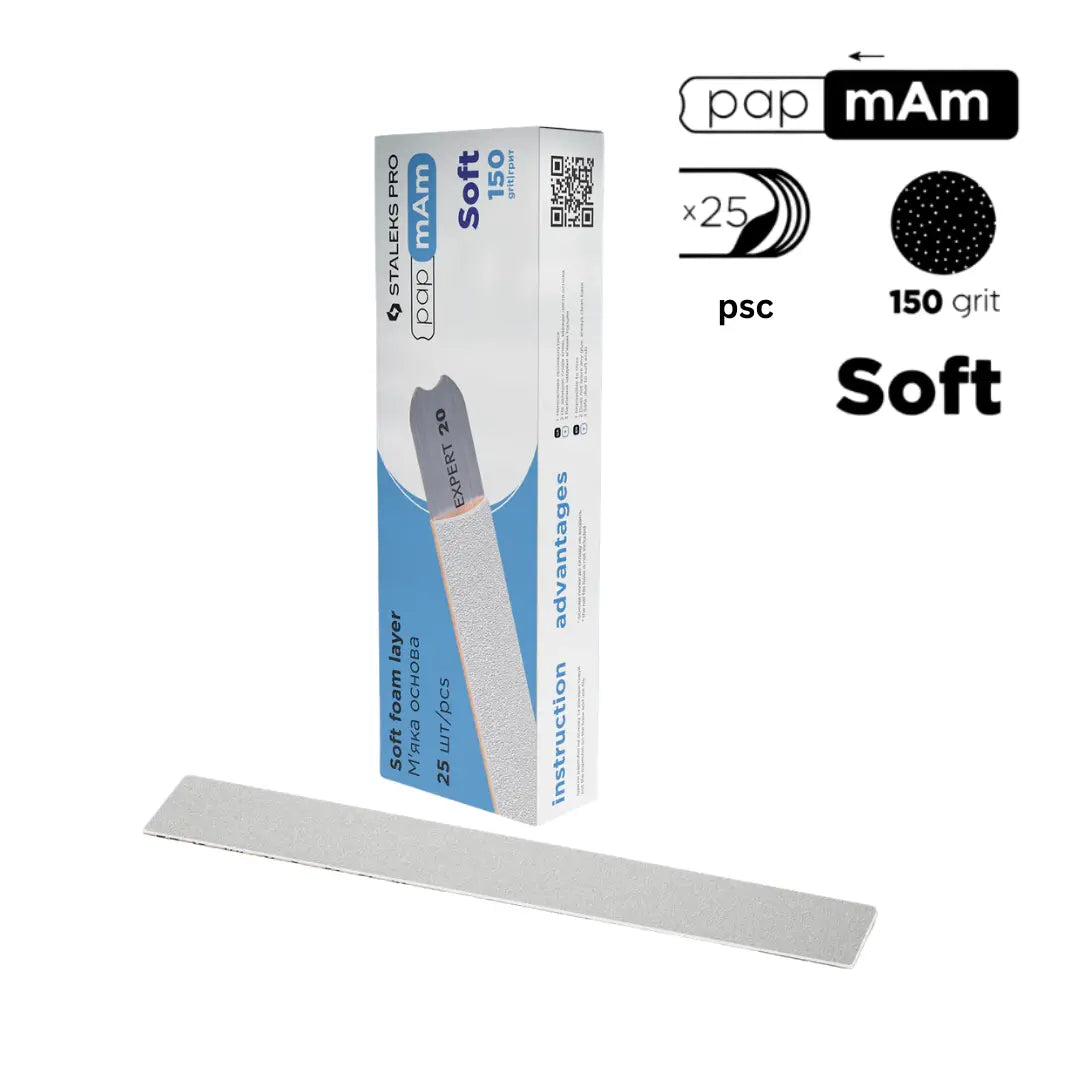 Staleks Pro papmAm soft Expert 20 disposable white files 150 grit 25 pcs pack with foam layer