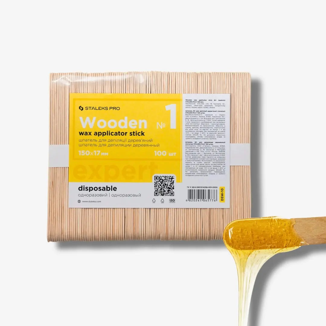 Wooden Wax Applicator Stick EXPERT – 100 natural wood waxing sticks, 150×17mm, disposable and eco-friendly for precise wax application
