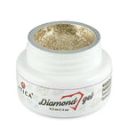 Atica Diamond Gel Gold 5ml – open jar with intense golden shimmer gel.

