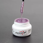 Atica Diamond Gel Purple 5ml – open jar with shimmering purple nail art gel.