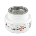 Atica Diamond Gel Silver 5ml – open jar showing rich silver glitter gel.

