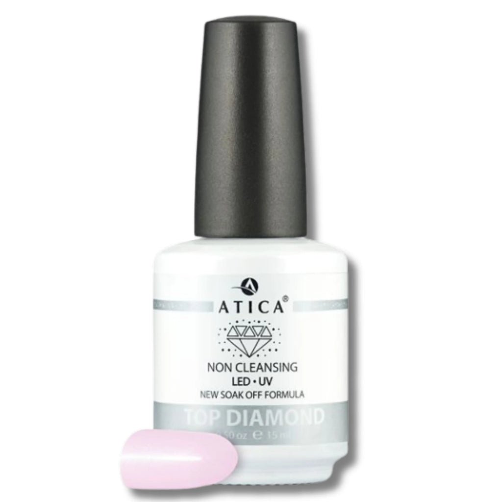 Diamond Top Coat 15 ml – no-wipe gel top coat with fine diamond shimmer

