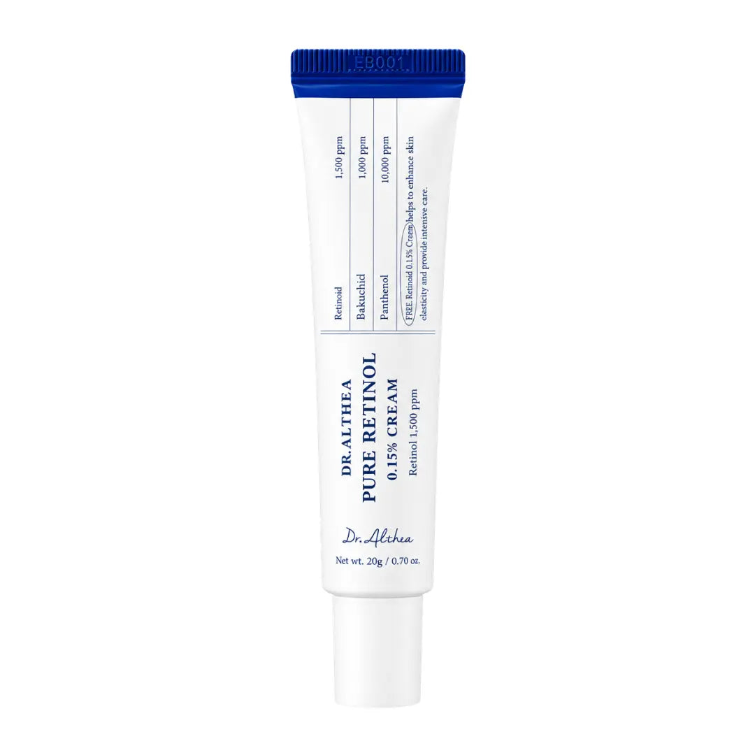 Dr. Althea Pure Retinol 0.15 Cream 20g jar, beginner-friendly retinol and bakuchiol anti-ageing cream