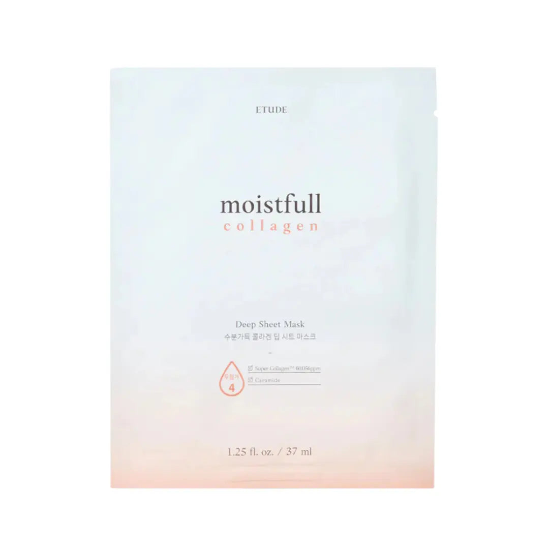 Etude Moistfull Collagen Deep Sheet Mask 1pc packaging showing deep hydrating collagen face mask