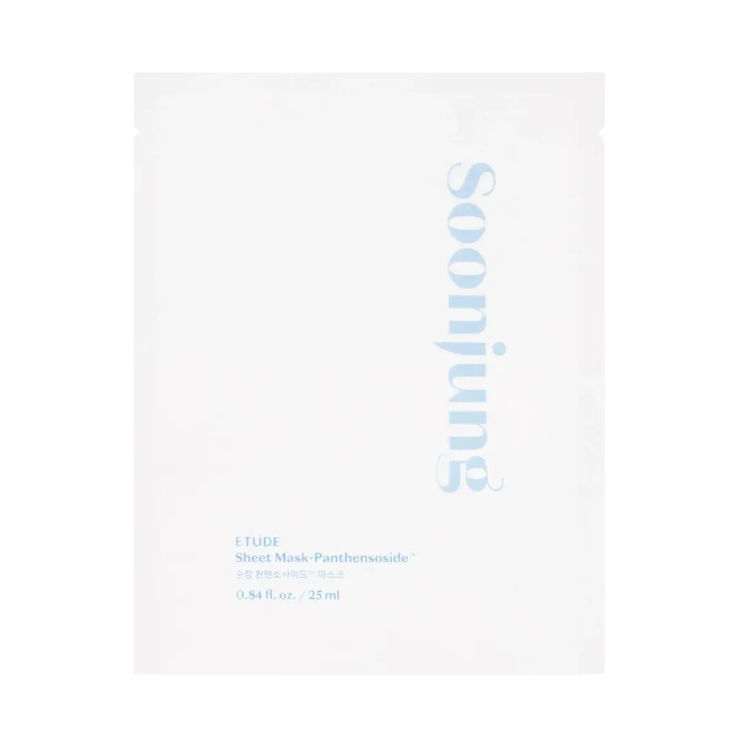 A single flat sheet mask packet from ETUDE Soonjung, featuring a clean white background with light blue text and branding.