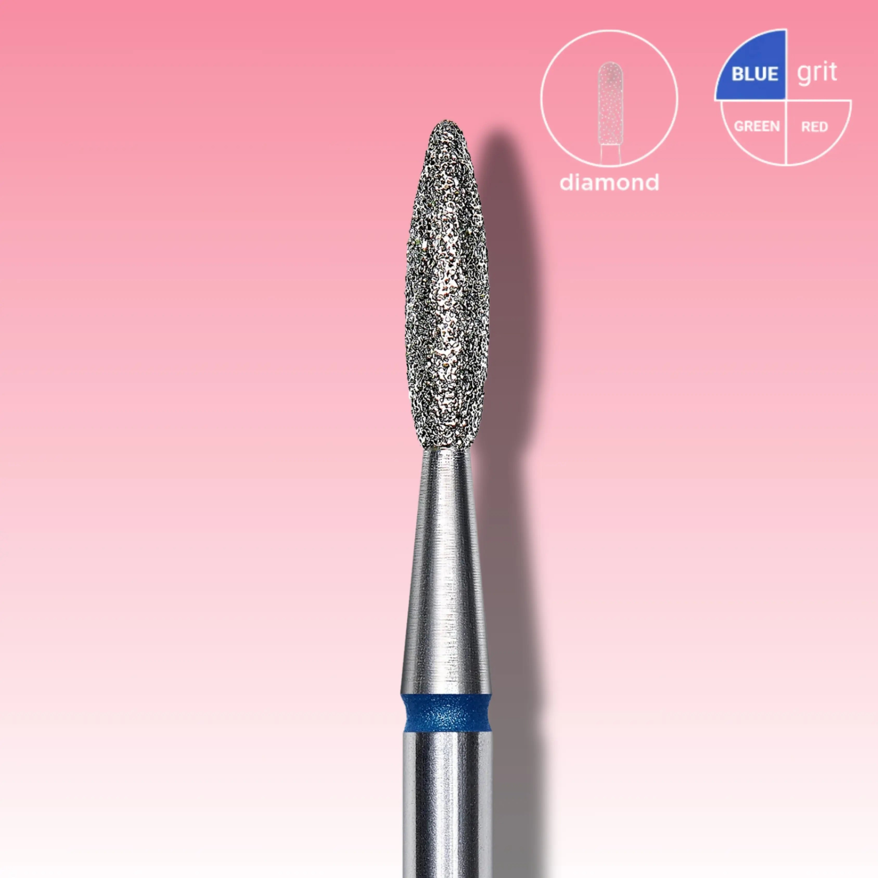 Diamond Nail Drill Bit Flame Blue EXPERT – 2.1 mm head, 8 mm working part for professional cuticle care.