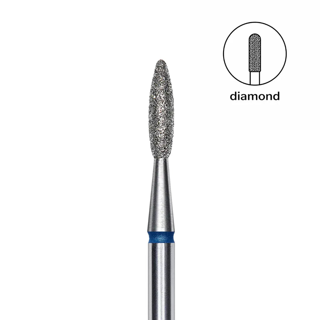 Staleks Pro Expert Diamond Nail Drill Bit Flame Blue head 2.1 mm working part 8 mm