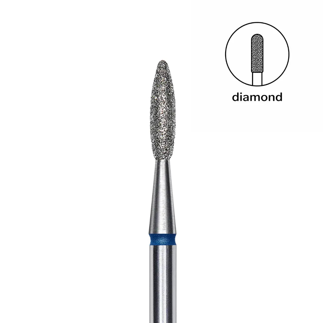 Staleks Pro Expert Diamond Nail Drill Bit Flame Blue head 2.1 mm working part 8 mm