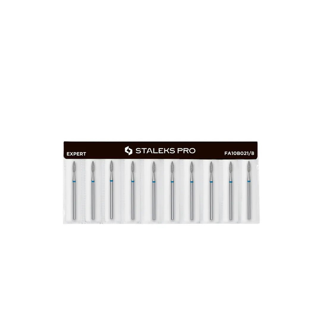 Pack of Staleks Pro nail drill bits on a white background