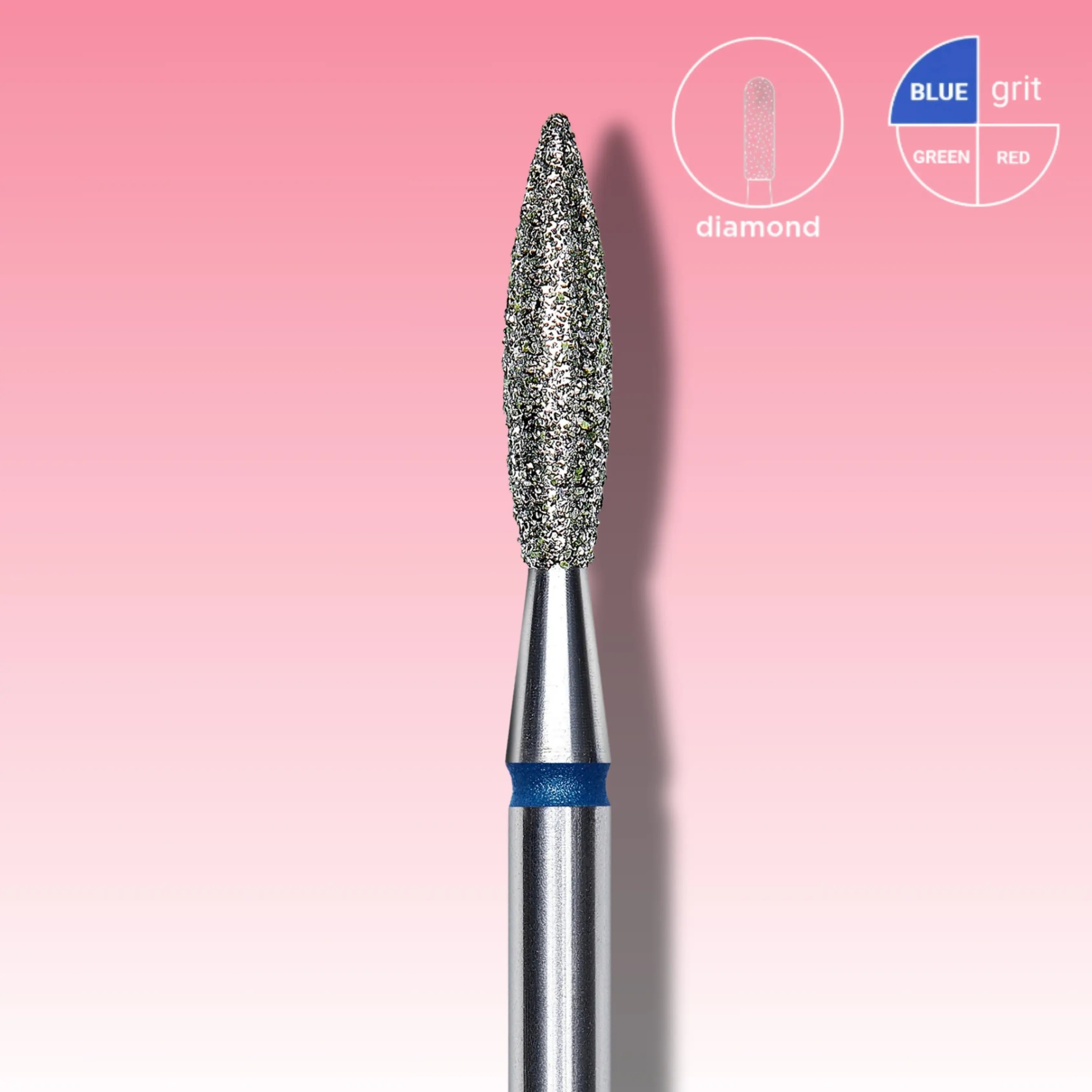 Diamond Nail Drill Bit Flame Blue EXPERT – 2.3 mm head, 10 mm working part for professional cuticle care.
