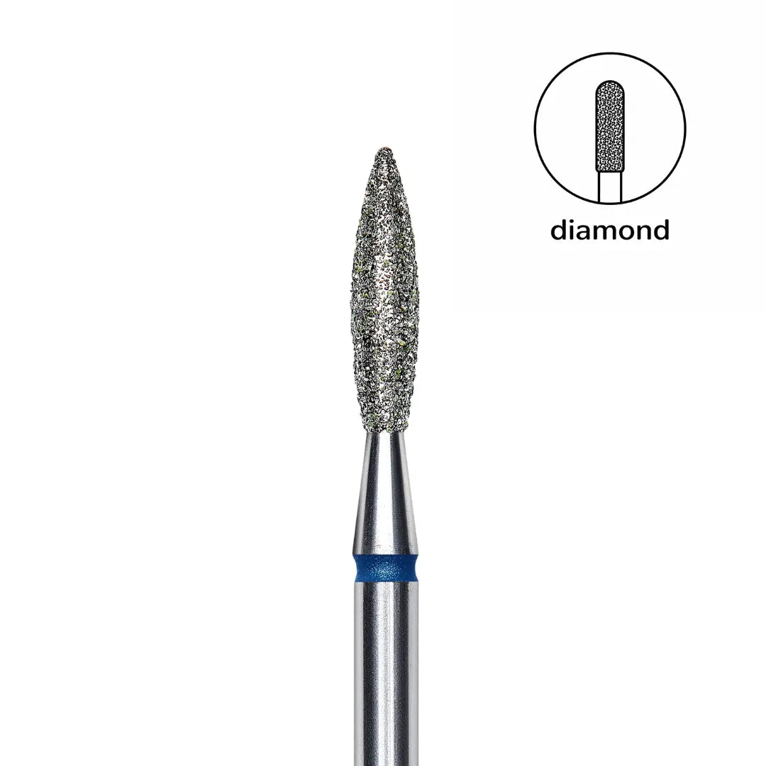 Staleks Pro Expert Diamond Nail Drill Bit Flame Blue head 2.3 mm working part 10 mm