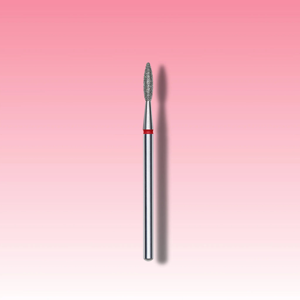 Diamond Nail Drill Bit Flame Red EXPERT – 2.1 mm head, 8 mm working part for gentle cuticle care.
