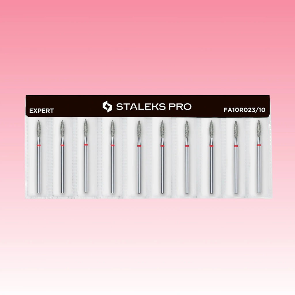 Diamond Nail Drill Bit Flame Red EXPERT – 2.3 mm head, 10 mm working part for gentle cuticle care