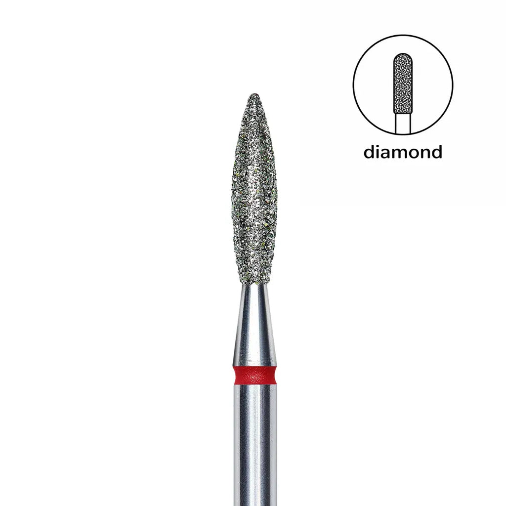 Staleks Pro Expert Diamond Nail Drill Bit Flame Red head 2.3 mm working part 10 mm