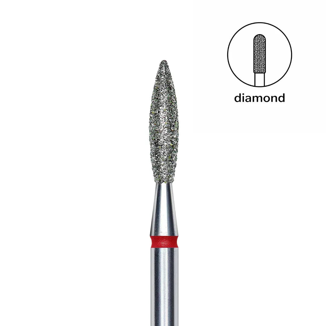 Staleks Pro Expert Diamond Nail Drill Bit Flame Red head 2.3 mm working part 10 mm
