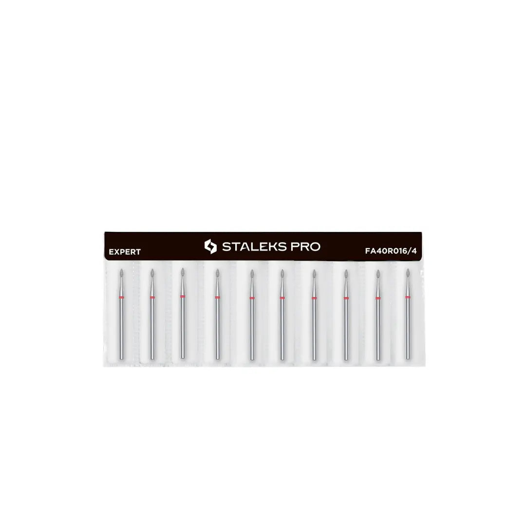 Staleks Pro Expert Diamond Nail Drill Bit Drop Red head 1.6 mm working part 4 mm