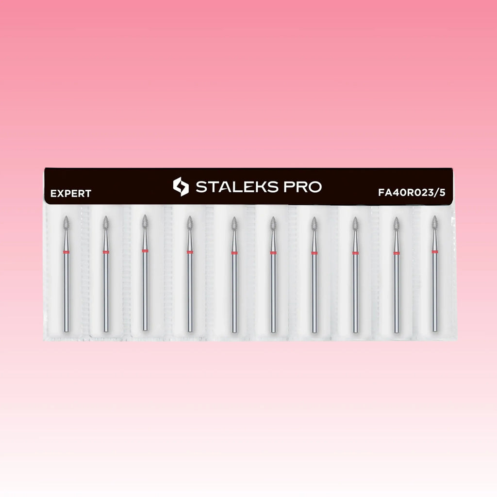 Diamond Nail Drill Bit Drop Red EXPERT – 2.3 mm head, 5 mm working part for gentle cuticle care.