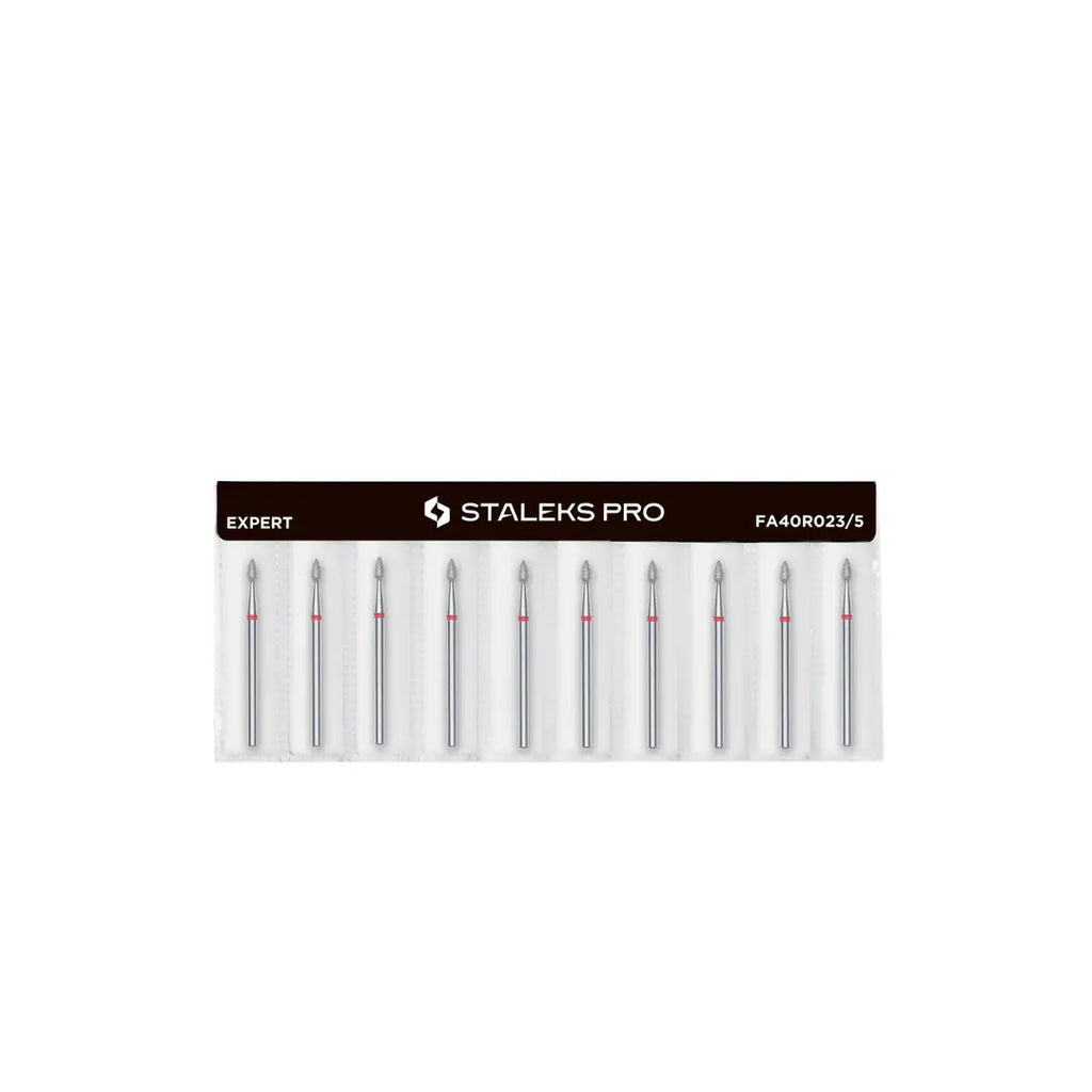 Staleks Pro Expert Diamond Nail Drill Bit Drop Red head 2.3 mm working part 5 mm