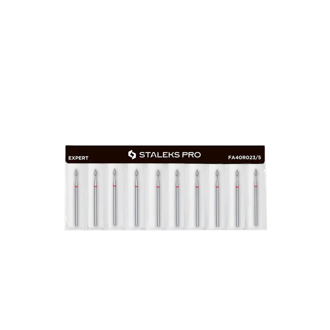 Staleks Pro Expert Diamond Nail Drill Bit Drop Red head 2.3 mm working part 5 mm