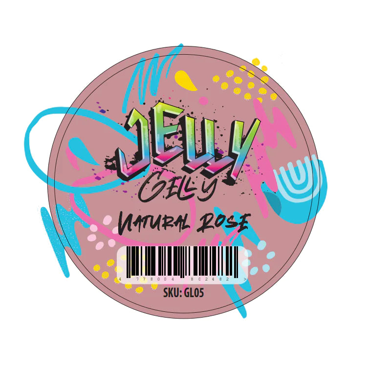 Jelly Gelly Builder Gel Gelato Natural Rose 40ml jar. A thick, natural rose-colored builder gel for nail extensions, sculpting, and strengthening.







