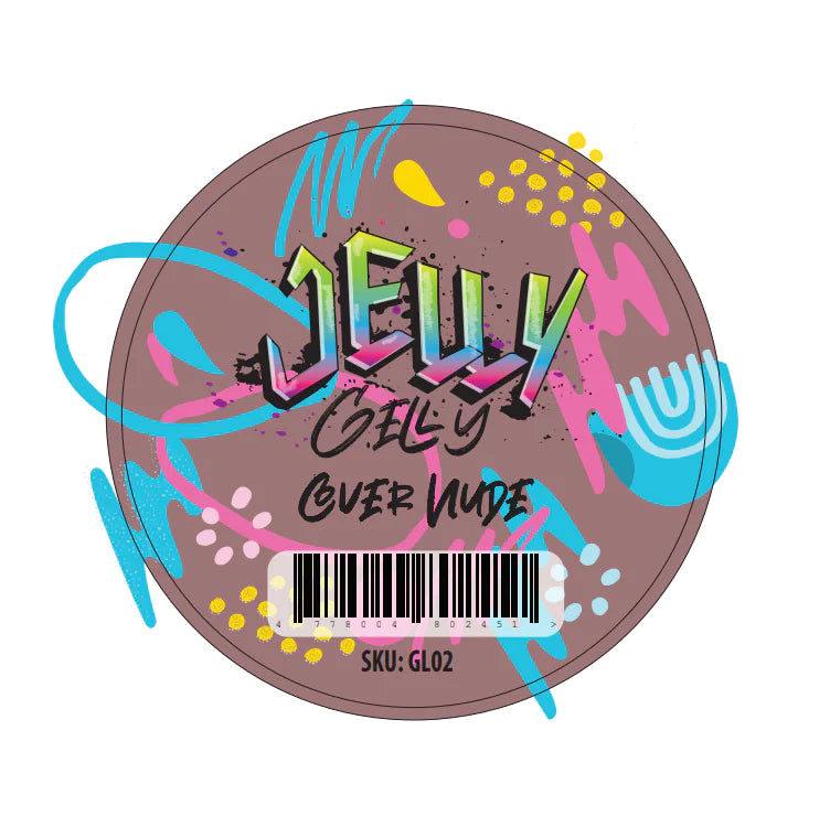 Jelly Gelly Builder Gel Gelato Cover Nude 40ml jar. A thick, nude-colored builder gel for nail extensions, sculpting, and strengthening.