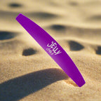 Jelly Gelly Plastic Nail File Base in purple with a half-moon shape for precision filing.

