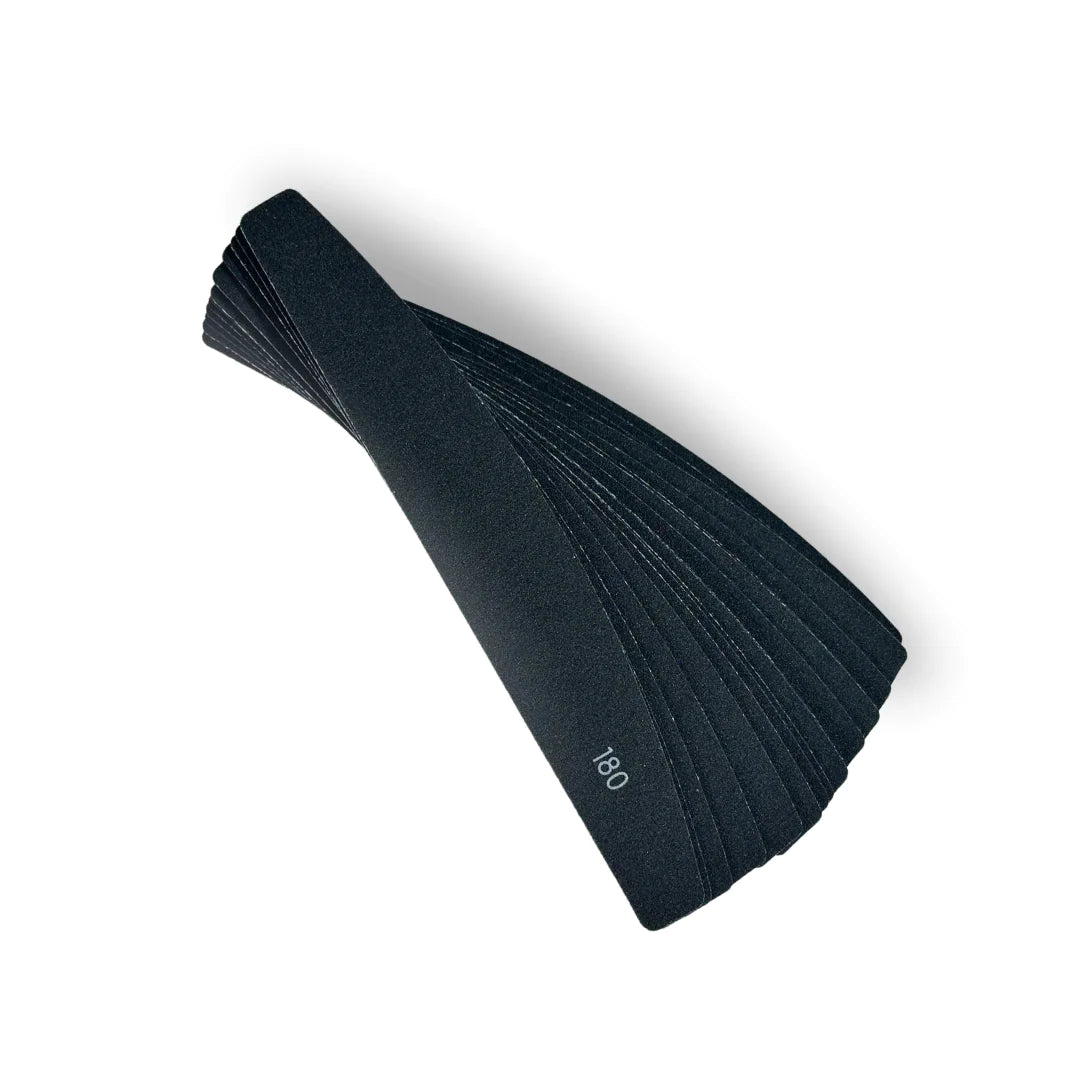 Jelly Gelly Self-Adhesive Nail File Abrasives, 20 pcs, with 180 grit and a half-moon shape for precise filing.

