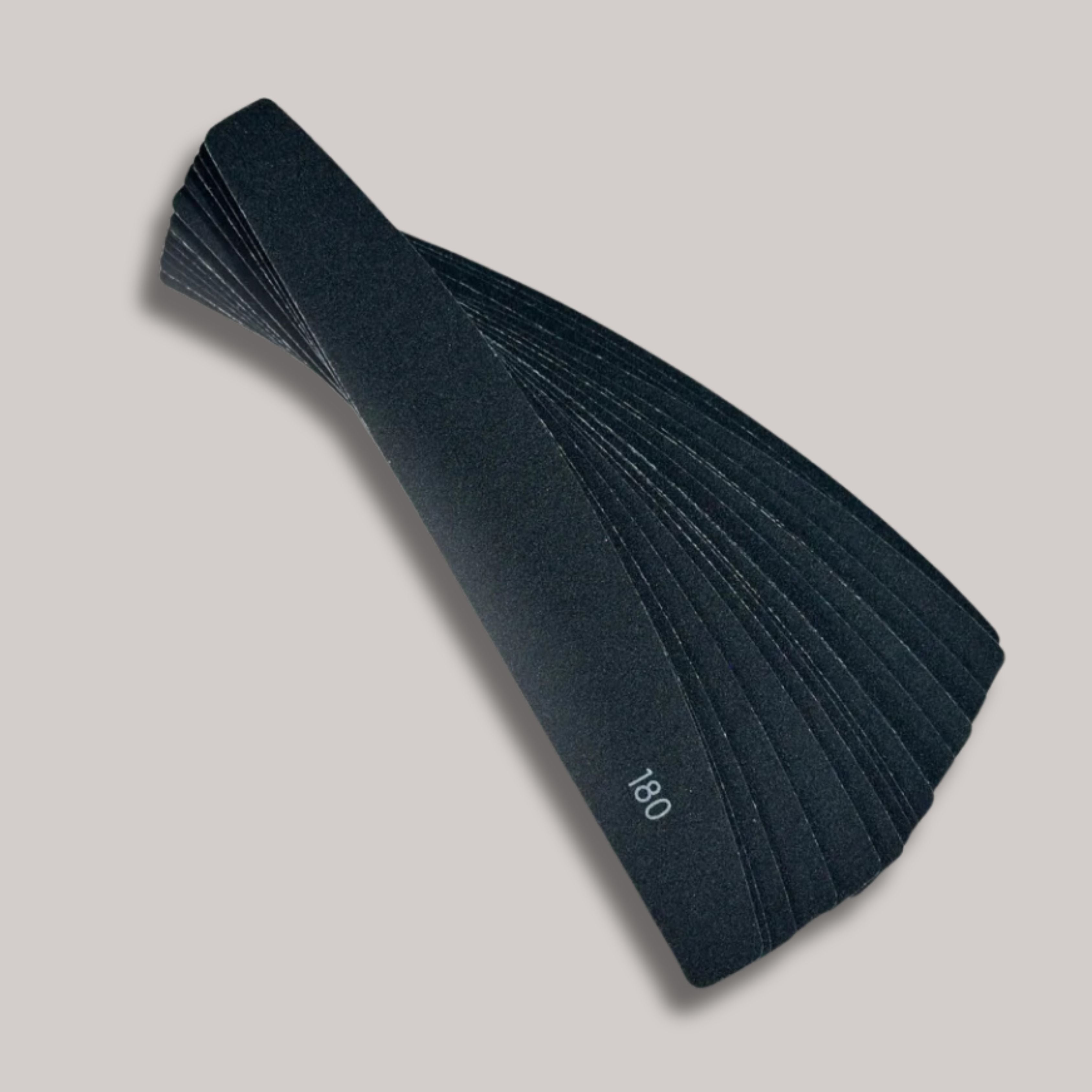 Jelly Gelly Self-Adhesive Nail File Abrasives, 20 pcs, with 180 grit and a half-moon shape for precise filing.

