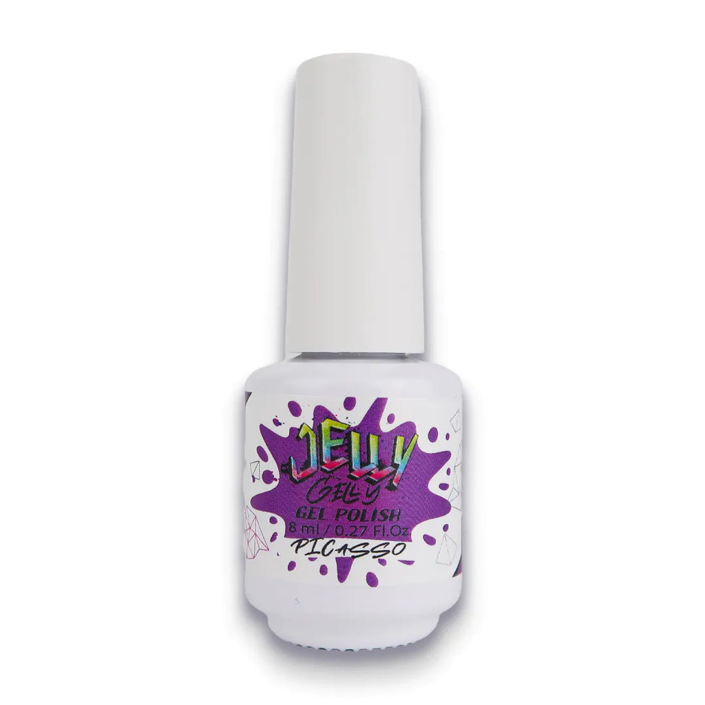Jelly Gelly Gel Nail Polish Picasso – deep purple gel polish in an 8ml bottle.