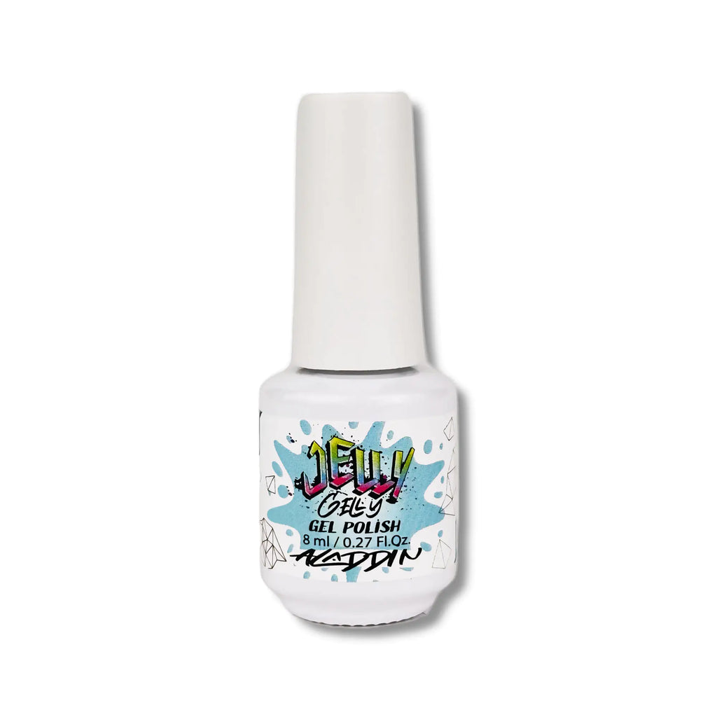 Jelly Gelly Gel Nail Polish Aladdin 8ml bottle with vibrant color, perfect for long-lasting manicures.

