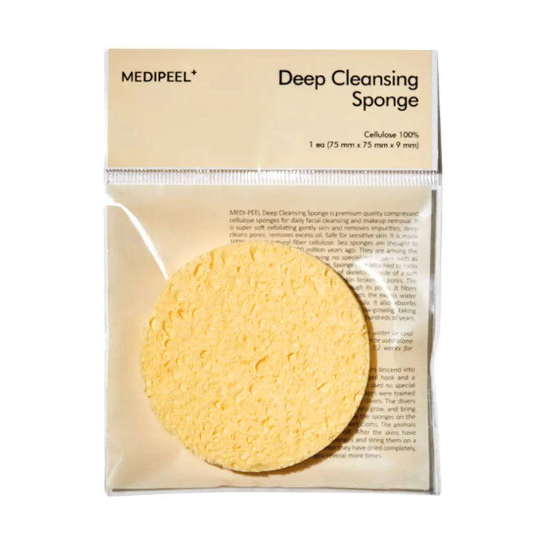 MediPeel Deep Cleansing Sponge, round 100% cellulose sponge for body and face cleansing