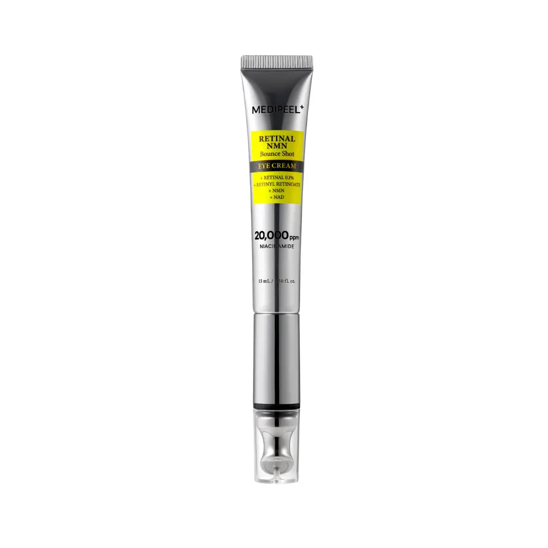 MediPeel Retinal NMN Bounce Shot Eye Cream 15ml with vibrating applicator, anti-ageing eye treatment