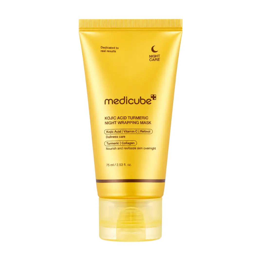 Medicube Kojic Acid Turmeric Night Wrapping Mask 75ml tube, brightening overnight sleeping mask for dull uneven skin