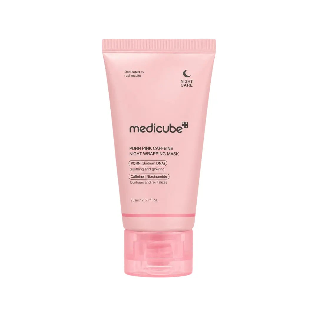 Medicube PDRN Pink Caffeine Night Wrapping Mask 75ml, pink overnight peel-off mask with PDRN and caffeine
