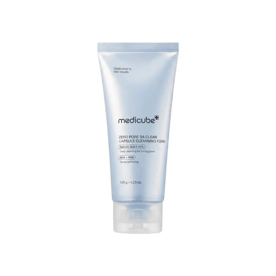 Medicube Zero Pore SA Clear Capsule Cleansing Foam 120g tube, blue capsule pore-cleansing foam for oily skin