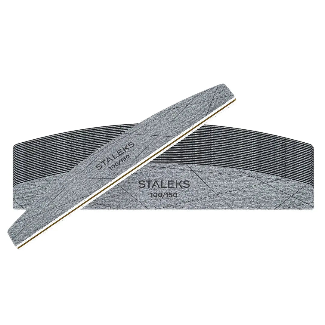 Staleks Smart 40 crescent mineral nail files 100/150 grit, 25-piece pack, single-use gray nail files