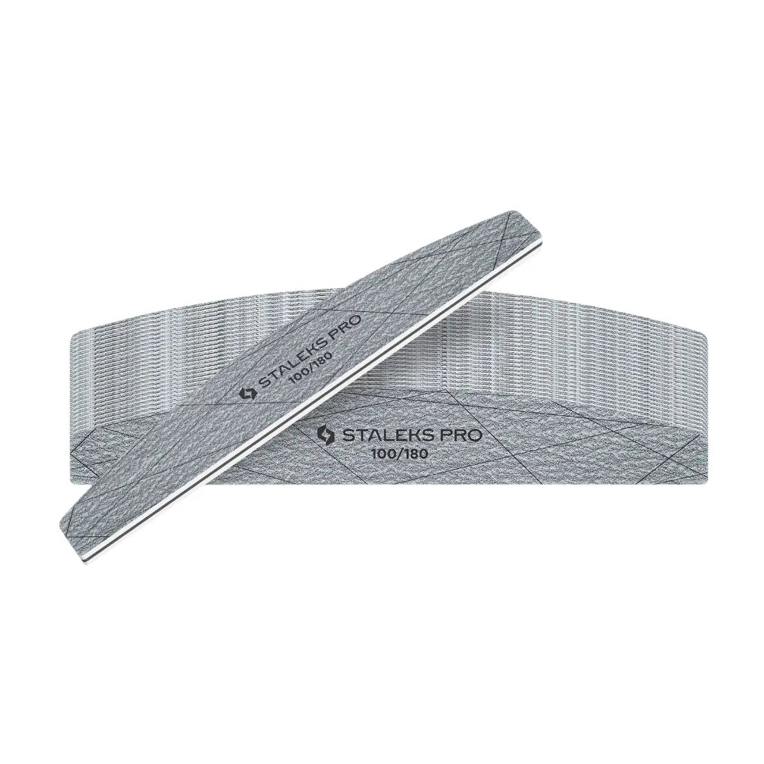 Staleks Smart 40 crescent mineral nail files 100/180 grit, 25-piece pack, single-use gray nail files