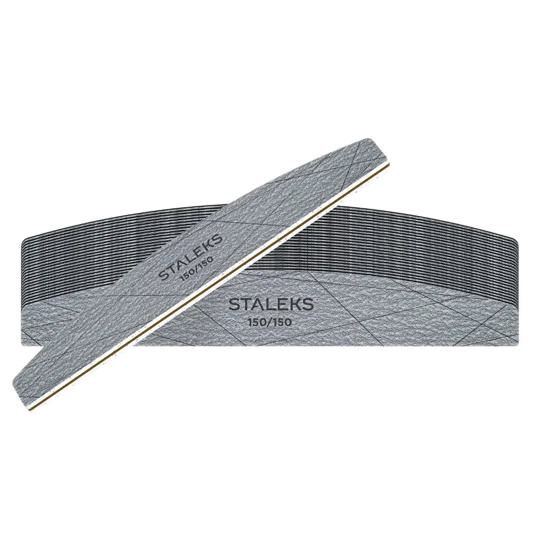 Staleks Smart 40 crescent mineral nail files 150/150 grit, 25-piece pack, single-use gray nail files