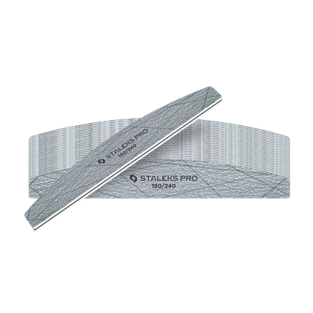 Staleks Smart 40 crescent mineral nail files 180/240 grit, 25-piece pack, single-use gray nail files