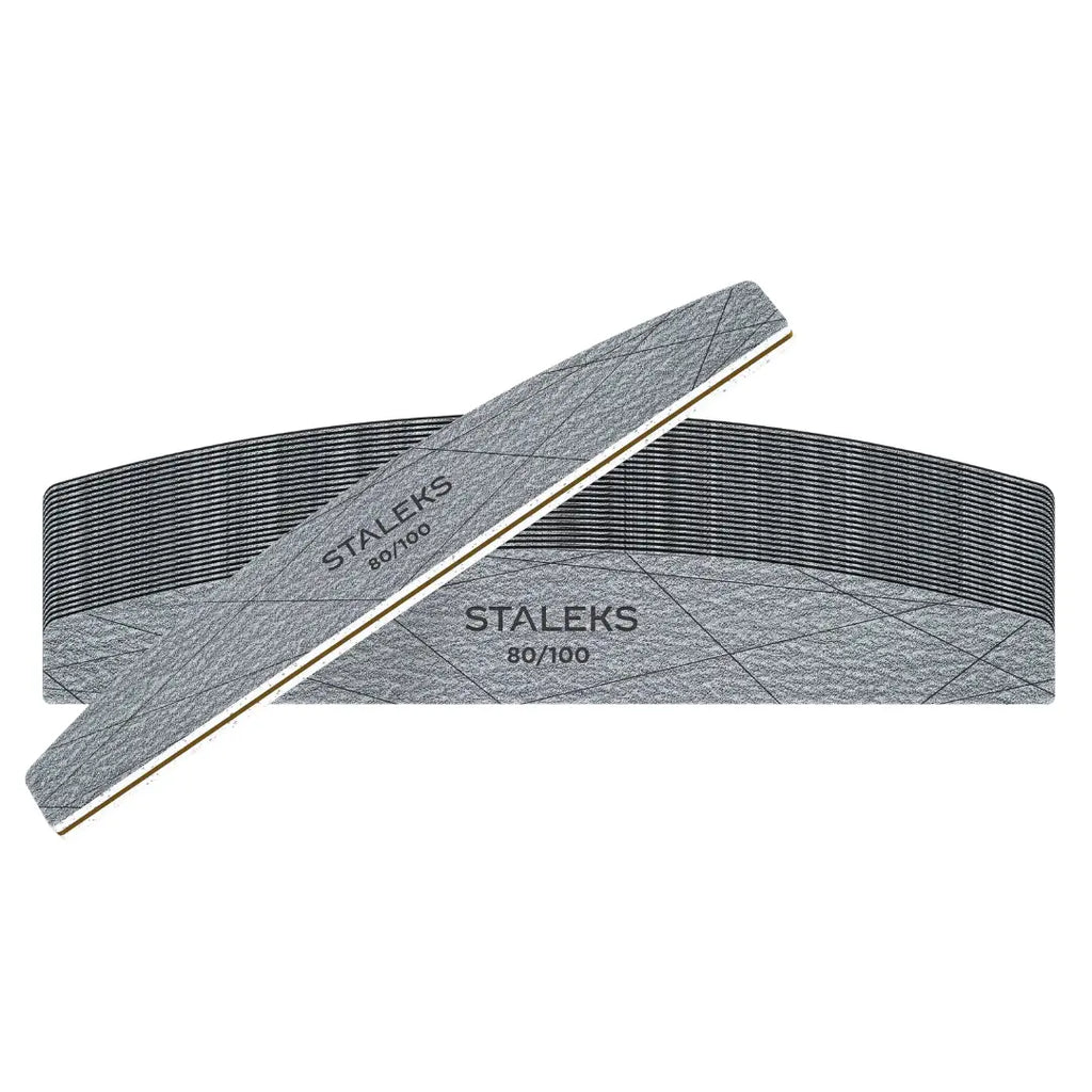 Staleks Smart 40 crescent mineral nail files, 80/100 grit, 25 pcs. Single-use files with foam layer for natural and artificial nails.