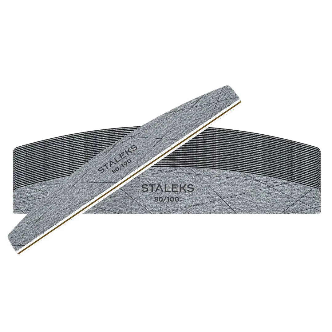 Staleks Smart 40 crescent mineral nail files, 80/100 grit, 25 pcs. Single-use files with foam layer for natural and artificial nails.
