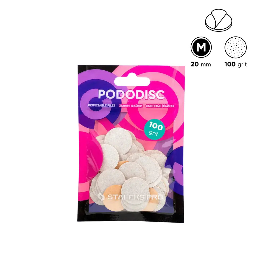 Staleks PRO pododisc white disposable refill pads no foam size M 100 grit 50 pcs pack