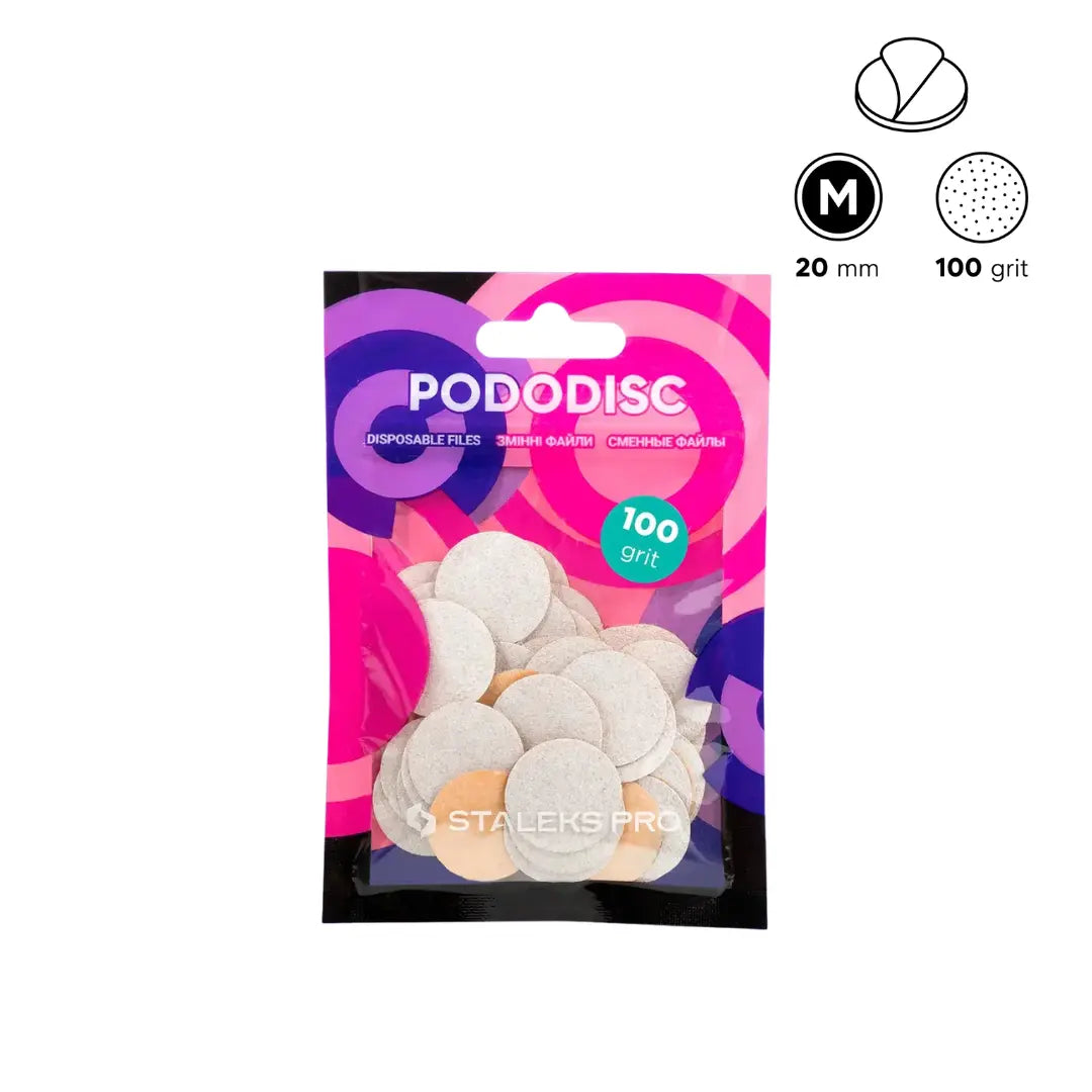 Staleks PRO pododisc white disposable refill pads no foam size M 100 grit 50 pcs pack