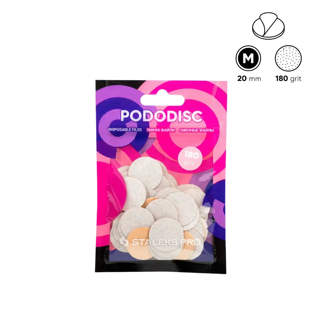 Staleks PRO pododisc white disposable refill pads no foam size M 180 grit 50 pcs pack
