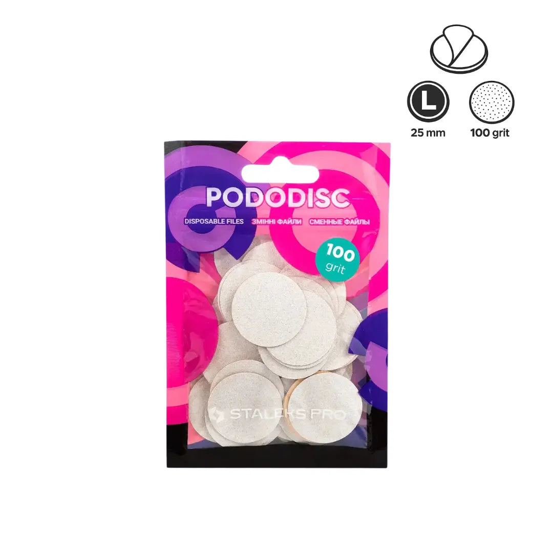 Staleks PRO pododisc white disposable refill pads no foam size L 100 grit 50 pcs pack