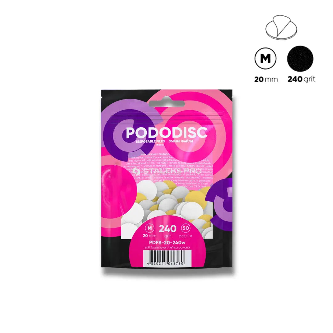 Staleks Pododisc M foam refill files 50 pcs pack, white pedicure disc abrasive