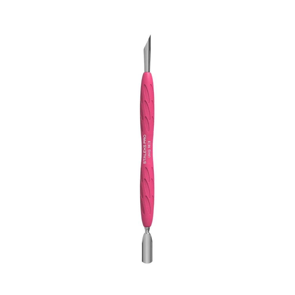 Manicure Pusher with Silicone Handle – Gummy UNIQ 10 TYPE 2 (Rounded Narrow and Beveled Pusher)