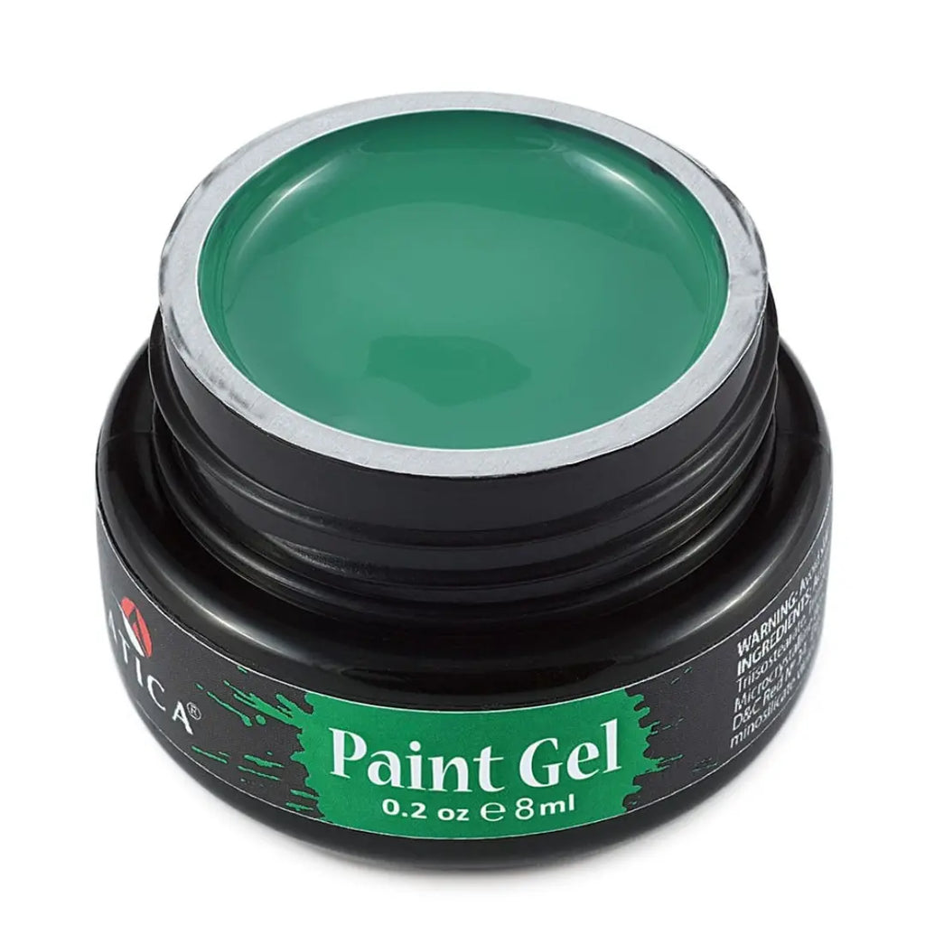 Atica Paint Gel Green 8ml – jar of bold green gel paint for nails.

